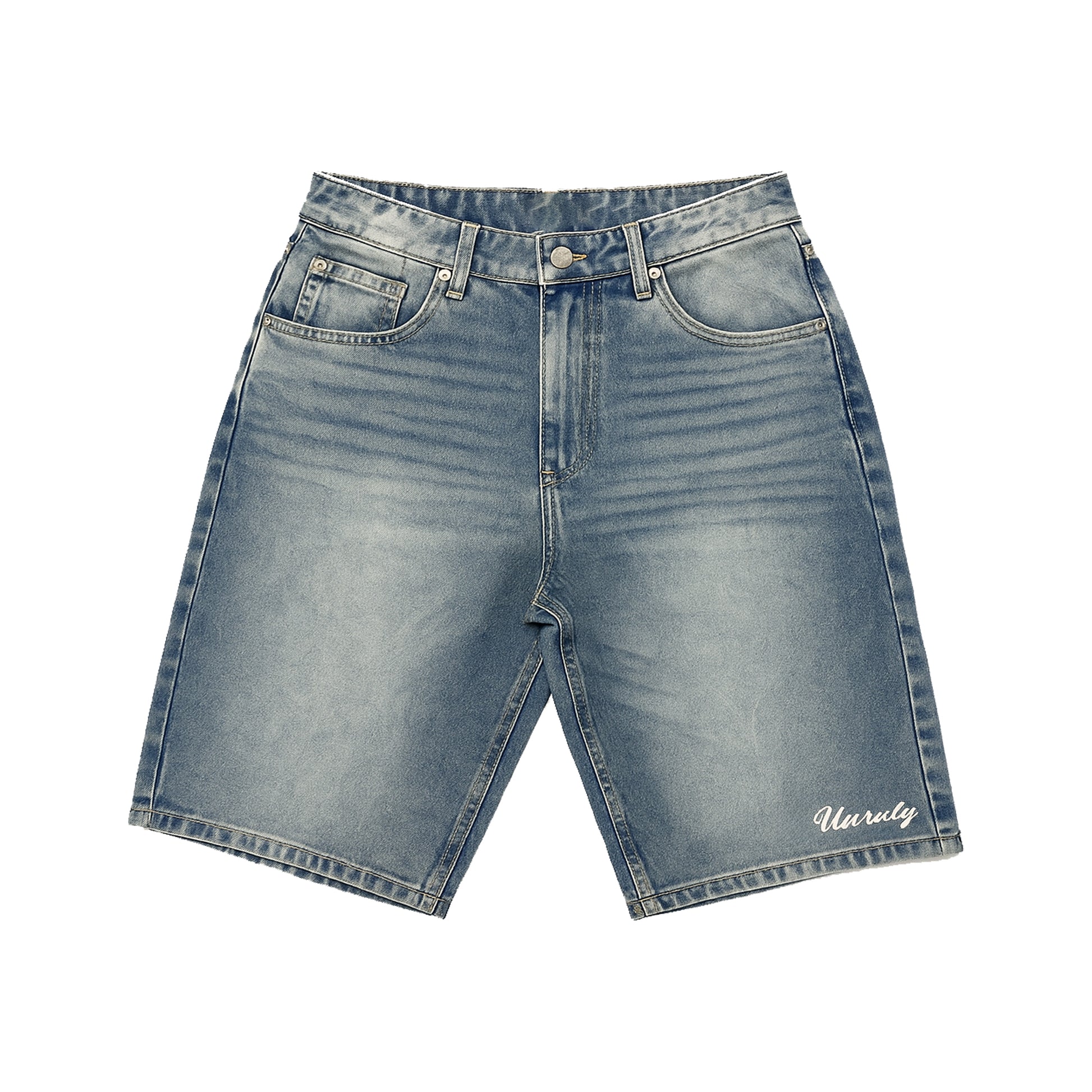 "MASK" DENIM SHORTS