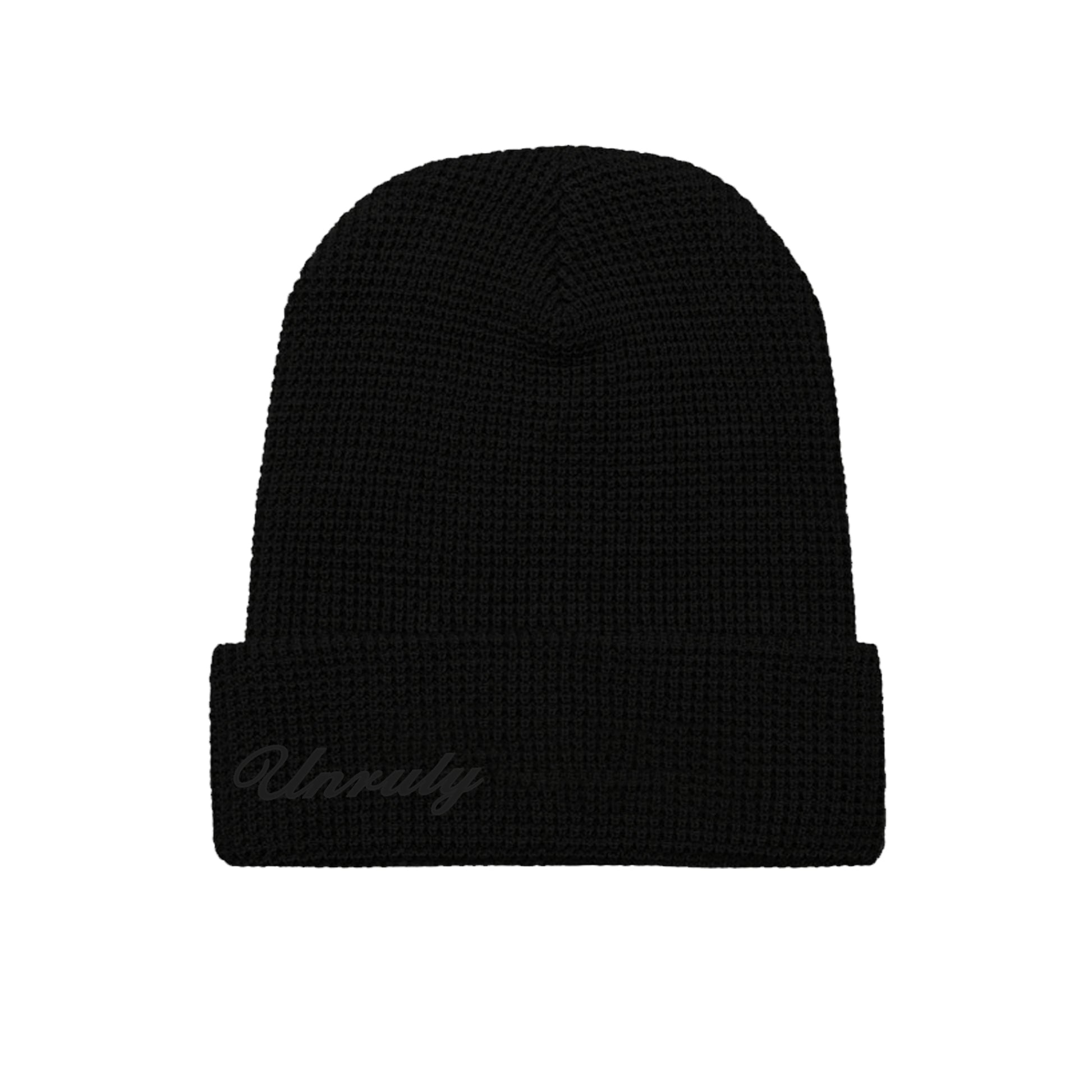 25' LOGO WAFFLE KNIT BEANIE (BLACK)