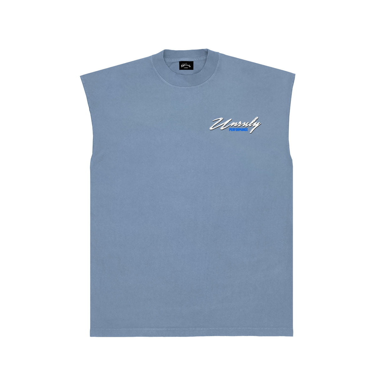 "FLAMES" MUSCLE TEE (BLUE DENIM)