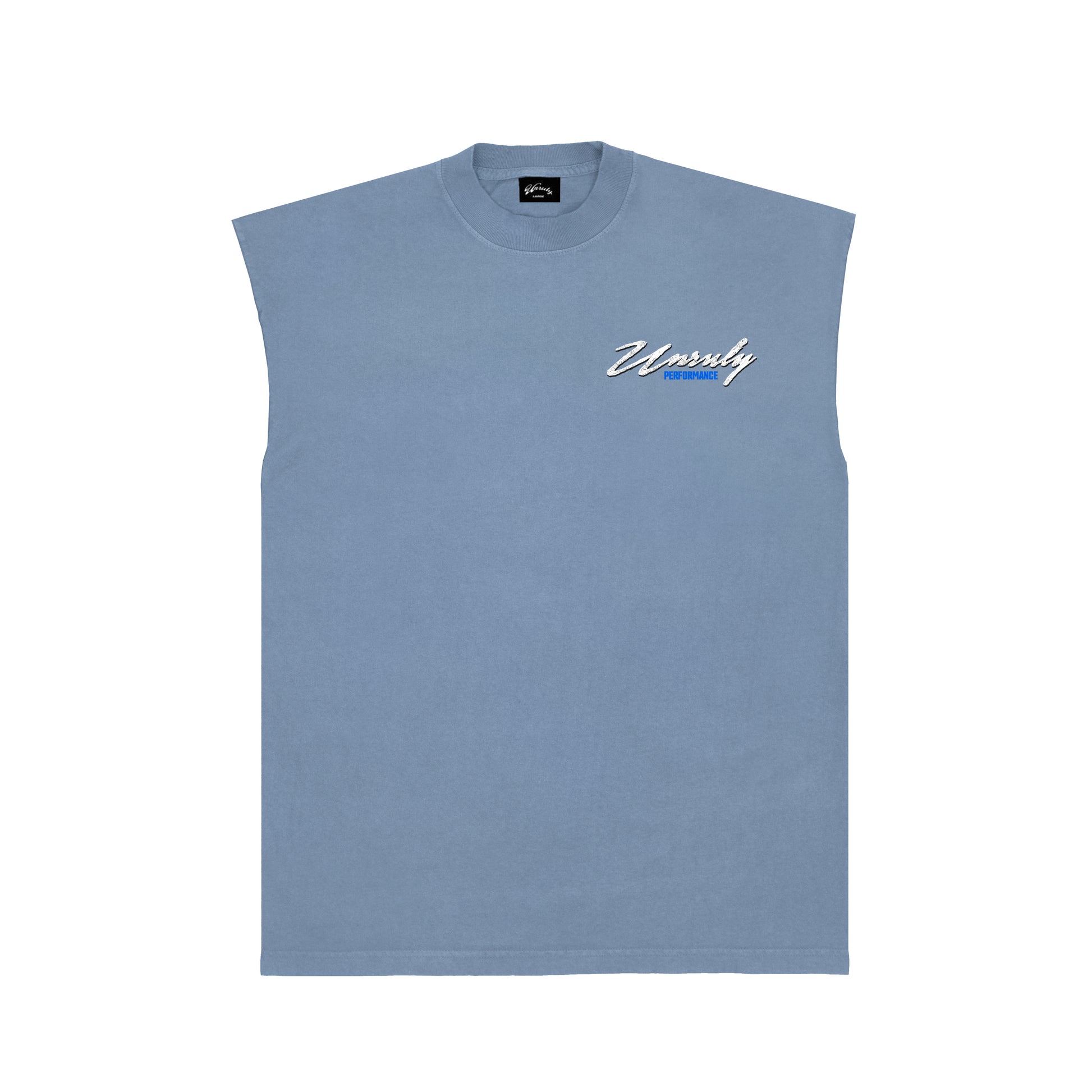 "FLAMES" MUSCLE TEE (BLUE DENIM)