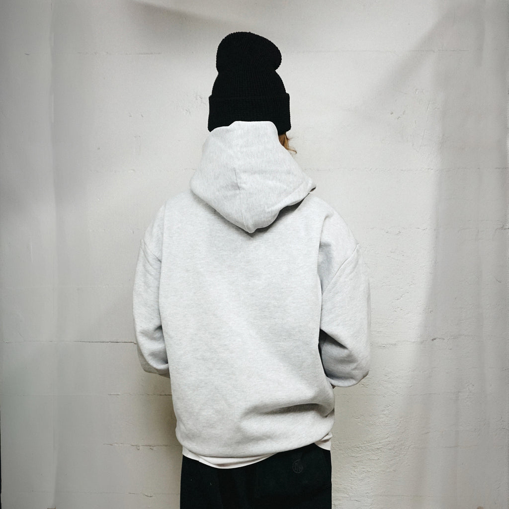 "I'M BORING BABY" PULLOVER HOODIE (HEATHER GREY)
