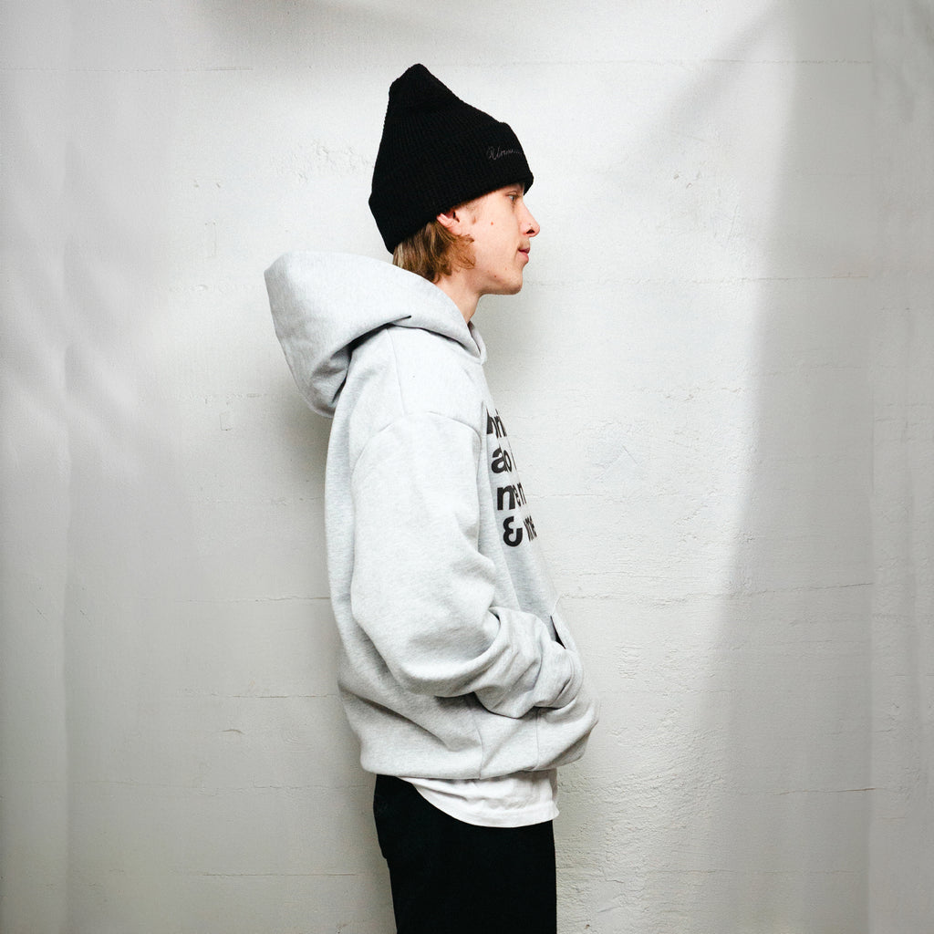 "I'M BORING BABY" PULLOVER HOODIE (HEATHER GREY)
