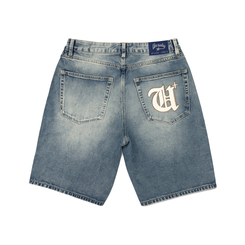 "MASK" DENIM SHORTS (WASHED)