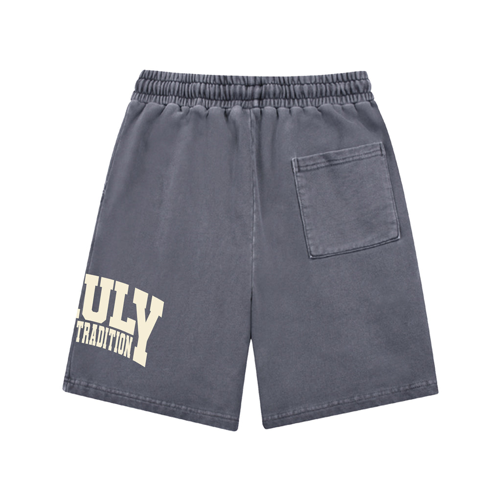 "VARSITY" SWEAT SHORTS (GRAY)